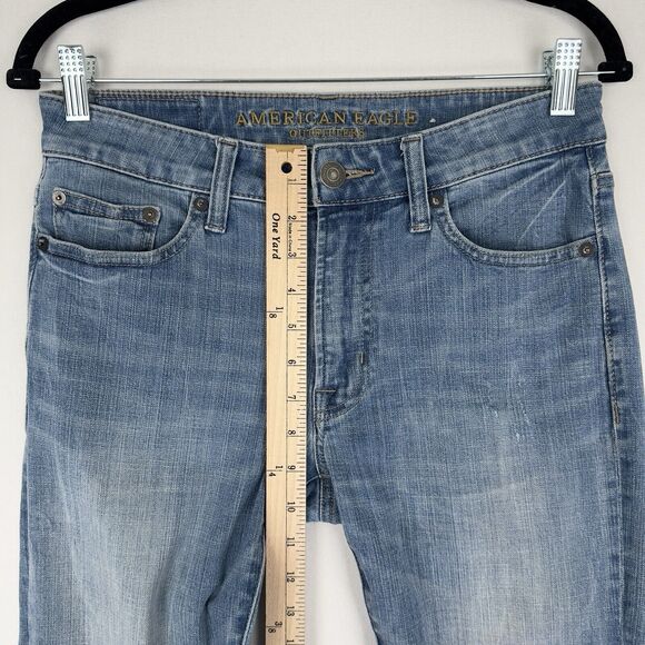 American Eagle Jeans Mens 29x32 Blue Slim Stretch Distressed Light Wash Denim - Picture 14 of 16